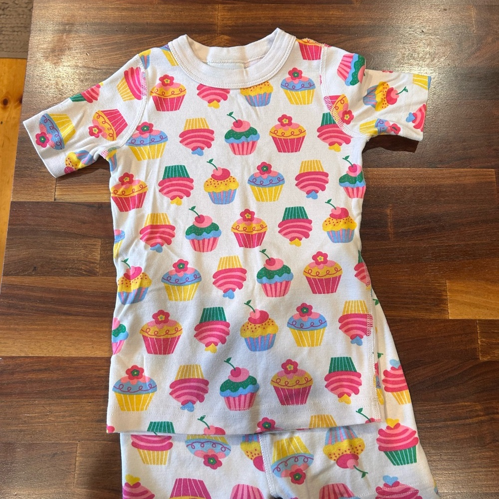 Gently used Hanna Anderson girls pjs with cute cupcake pattern